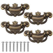Antique Bronze Cabinet Drawer Pulls 2.5 Inch Vintage Bail Handles with Copper Accents for Dresser