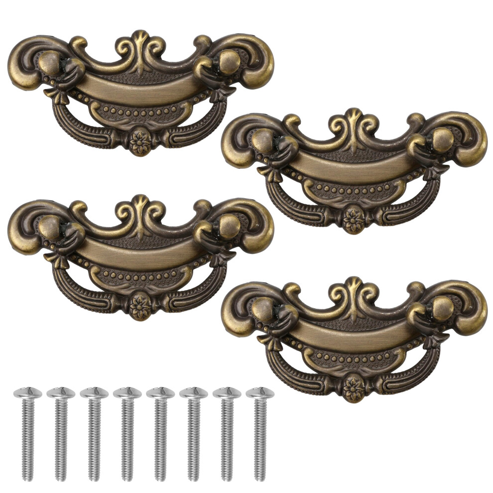 Antique Bronze Cabinet Drawer Pulls 2.5 Inch Vintage Bail Handles With Copper Accents For Dresser 9351714805360