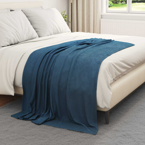 Berkfield Throw Blanket Navy Blue 170 x 130 cm Fleece 2