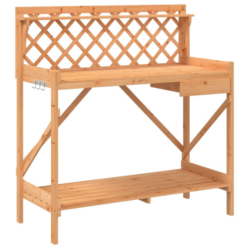 Berkfield Potting Bench with Trellis Brown Solid Wood Fir 1