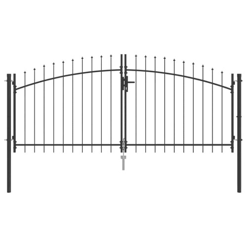 Berkfield Double Gate with Lock Woerden Grey 299.5 x 199.5 cm Steel 1