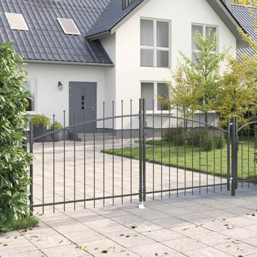 Berkfield Double Gate with Lock Woerden Grey 299.5 x 199.5 cm Steel 2
