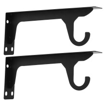 2 Sets Heavy Duty Floating Shelf Brackets with Hooks, Concealed Metal Design for Kitchen Bathroom