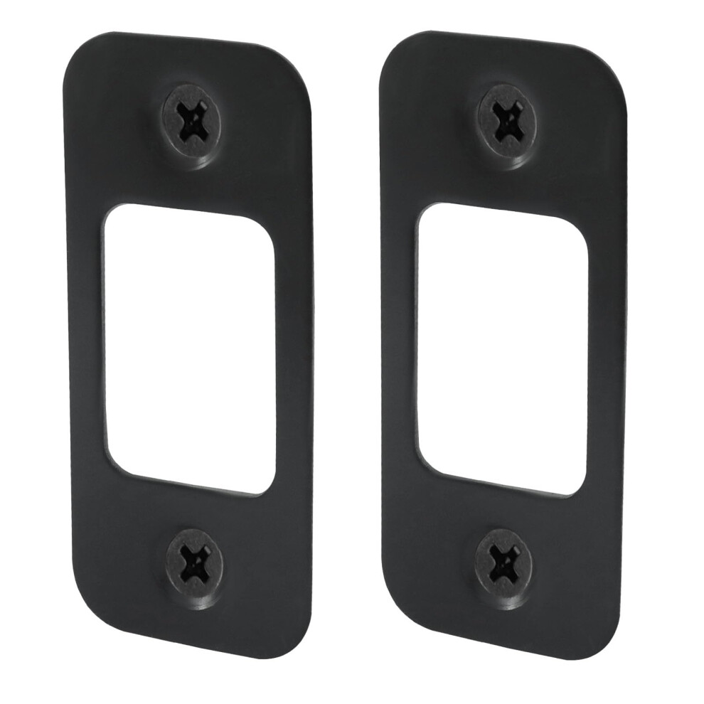 2Pcs Black Stainless Steel Deadbolt Strike Plate, Heavyduty Security Design, Rounded Corner Door Latch Strike Plate With Screws 9045646598086