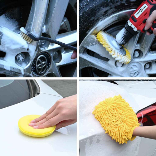 Berkfield Car Brush Set Multicolour Poly Rattan 2