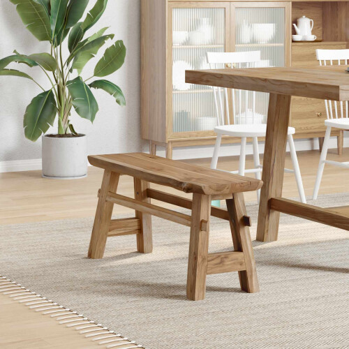 Berkfield Bench Natural 100 x 29 x 43.5 cm Solid Teak Wood 2