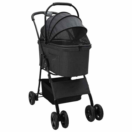 Berkfield Folding Pet Stroller Adjustable Black 81 x 47 x 99 cm Polyester 2