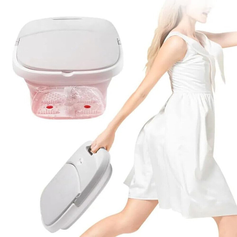 White Collapsible Foot Spa Massager With Heat Bubbles And Remote Control, Infrared Therapy Foldable Tub