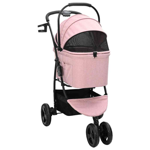 Berkfield Folding Pet Stroller Adjustable Pink 78 x 54 x 101 cm Polyester 2