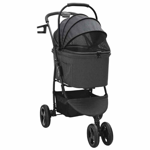 Berkfield Folding Pet Stroller Black 78 x 54 x 101 cm Polyester 2