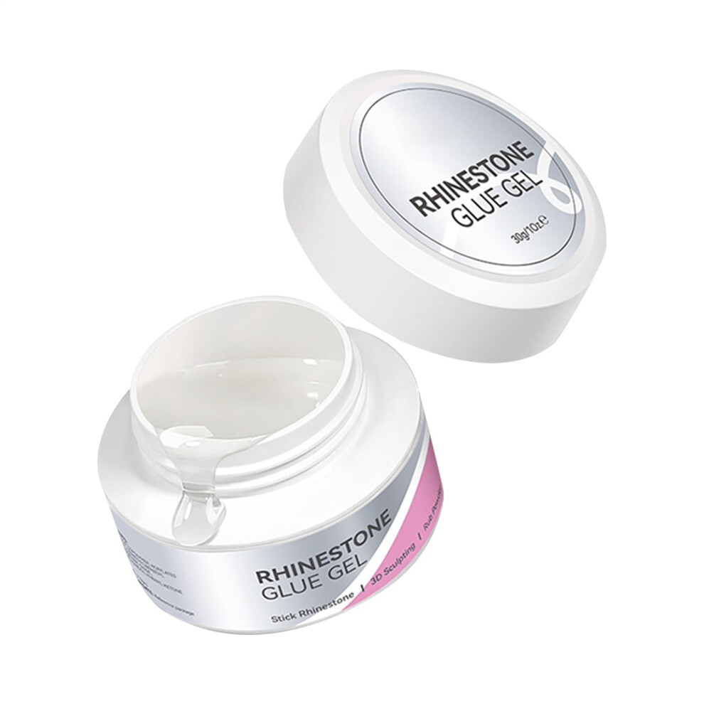 Nail Rhinestone Glue 30g Solid Nail Gel Adhesive for Press On Nail Art, LongâLasting LED Curing Hold