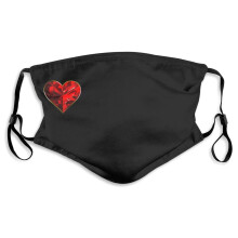 Reusable Face Mask with Adjustable Fit, Breathable Polyester Dust Cover, Washable Red Love Printed Face Covering