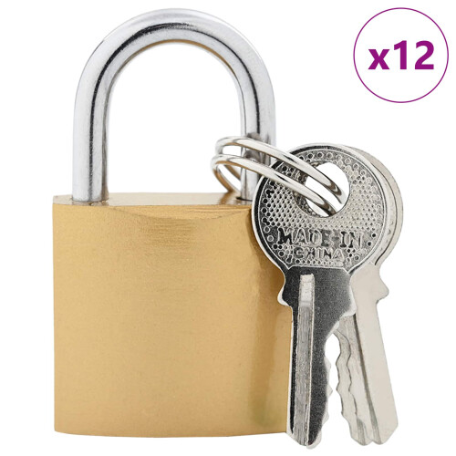Berkfield U Lock with Keys 12 pcs Brass Iron 1