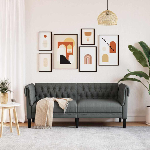 Berkfield Sofa Dark Grey 182.5 x 74.5 x 74.5 cm Polyester 2