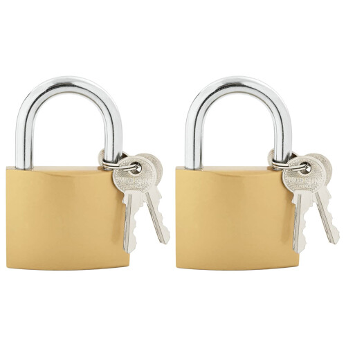 Berkfield U Lock with Keys 2 pcs Brass Iron 1