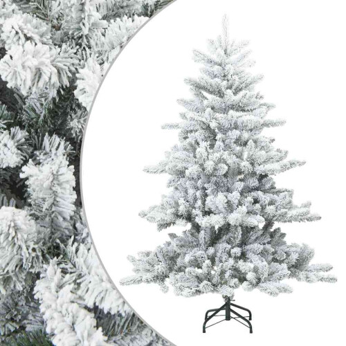 Berkfield Artificial Hinged Christmas Tree Snow Flocked White 150 cm 1