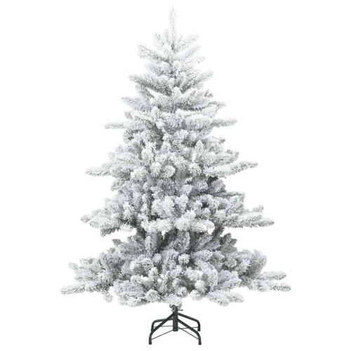Berkfield Artificial Hinged Christmas Tree Snow Flocked White 150 cm 2