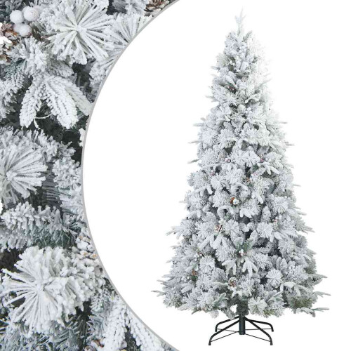 Berkfield Artificial Hinged Christmas Tree Snow Flocked White 180 cm 1