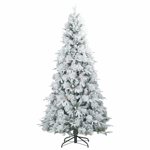 Berkfield Artificial Hinged Christmas Tree Snow Flocked White 180 cm 2