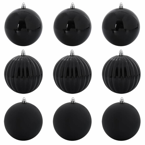 Berkfield Christmas Bauble Set XL 9 pcs Black Plastic 1
