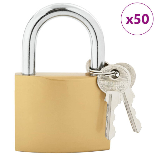 Berkfield U Lock with Keys 50 pcs Brass Iron 1