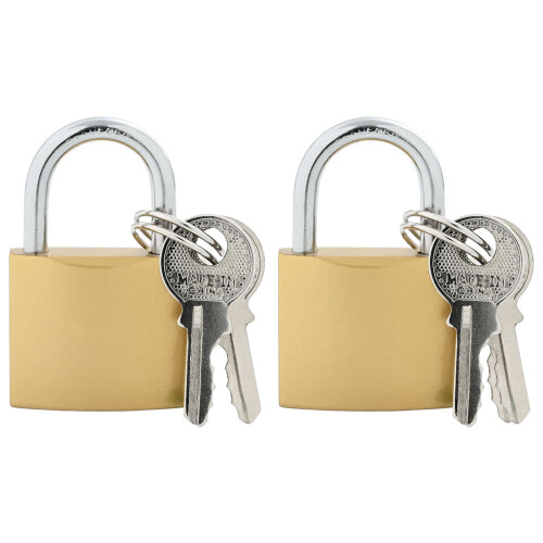 Berkfield U Lock with Keys 2 pcs Brass Iron 1