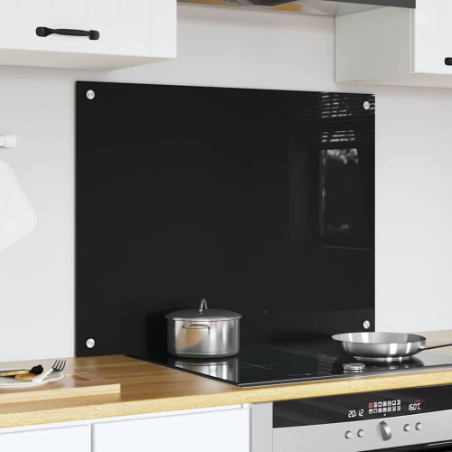 Berkfield Kitchen Backsplash Black 80 x 60 cm Tempered Glass 2