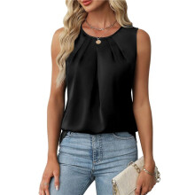 Women'S Silk Satin Tank Top Summer Business Casual Outfit 2025 Sleeveless Work Dressy Shirt Black XL