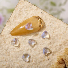 50pcs 3D Nail Art Accessories Transparent Heart Resin Glitter Charms Kawaii Nail Decorations for Summer DIY Use