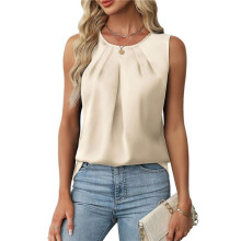 Women'S Silk Satin Tank Top Summer Business Casual Outfit 2025 Sleeveless Work Dressy Shirt Creamy White S