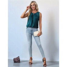 Women'S Silk Satin Tank Top Summer Business Casual Outfit 2025 Sleeveless Work Dressy Shirt L