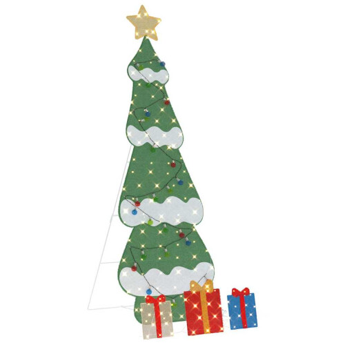Berkfield Lighted Christmas Tree with 3 Gift Boxes 2D Warm White 210 cm 1