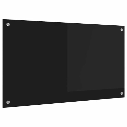 Berkfield Kitchen Backsplash Black 90 x 50 cm Tempered Glass 1