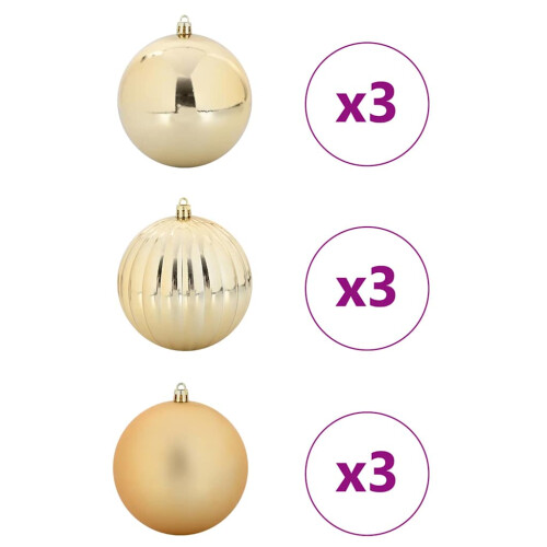 Berkfield Christmas Bauble Set XL 9 pcs Gold Plastic 2
