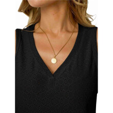 Women Eyelet Embroidery V Neck Beach Vacation Fashion Boho Sleeveless Tank Top Black L