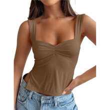 Womens Going Out Crop Tops Backless Tank Tops Summer Y2k Teen Basics Cute Clothes Dark Brown L