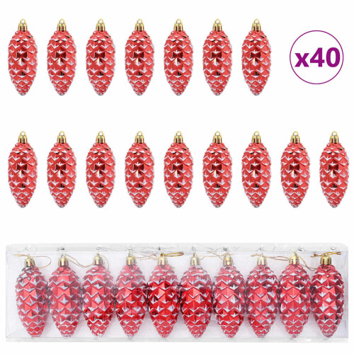 Berkfield Christmas Pine Cone Ball 40 pcs Red Plastic 1