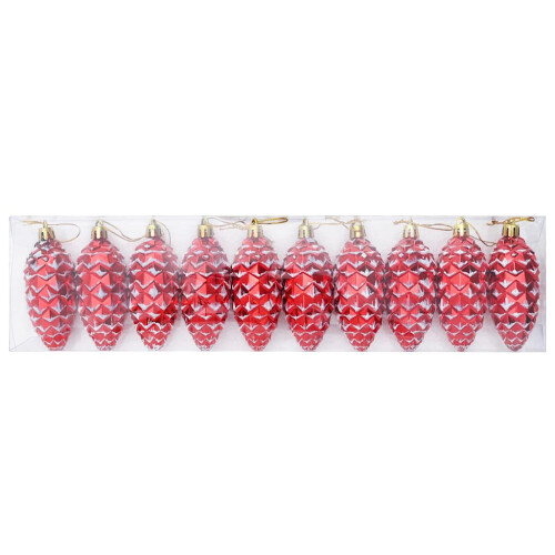 Berkfield Christmas Pine Cone Ball 40 pcs Red Plastic 2