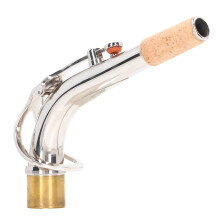 Saxofoonhals met elleboogbuiging, uitstekende afwerking. Altsaxofoonhals met elleboogbuiging, gemaakt van hoogwaardig kurk en metaallegering,
