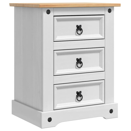 Berkfield Bedside Table Corona White 53 x 39 x 66 cm Solid Pine Wood 1