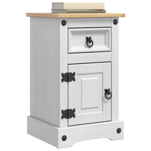Berkfield Bedside Table Corona White 35 x 32.5 x 58 cm Solid Pine Wood 2