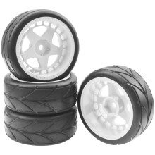RC Drift Car Wheels 1/10 RC Touring Tires Set White 12mm Hex Durable Nylon Grip Rubber