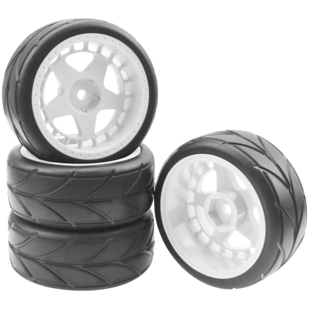 Rc Drift Car Wheels 1/10 Rc Touring Tires Set 12Mm Hex Durable Nylon Grip Rubber White 9045646599670
