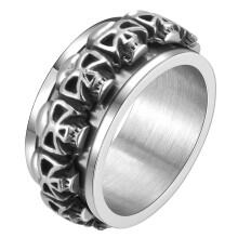 Stainless Steel Skull Spinner Ring for Men and Women, Gothic Punk Fidget Ring AntiAnxiety Thumb Band