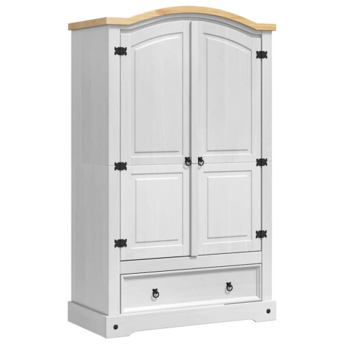 Berkfield Wardrobe Corona White 101 x 52 x 170 cm Solid Pine Wood 1