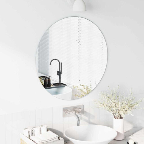 Berkfield Wall Mirror Round ò 70 cm Tempered Glass 2