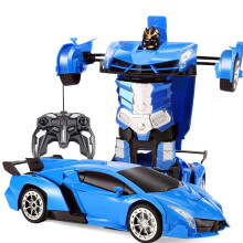 Transform Robot Car, Blue Remote Control RC Toy for Kids with 360 Rotation and OneButton Transformation
