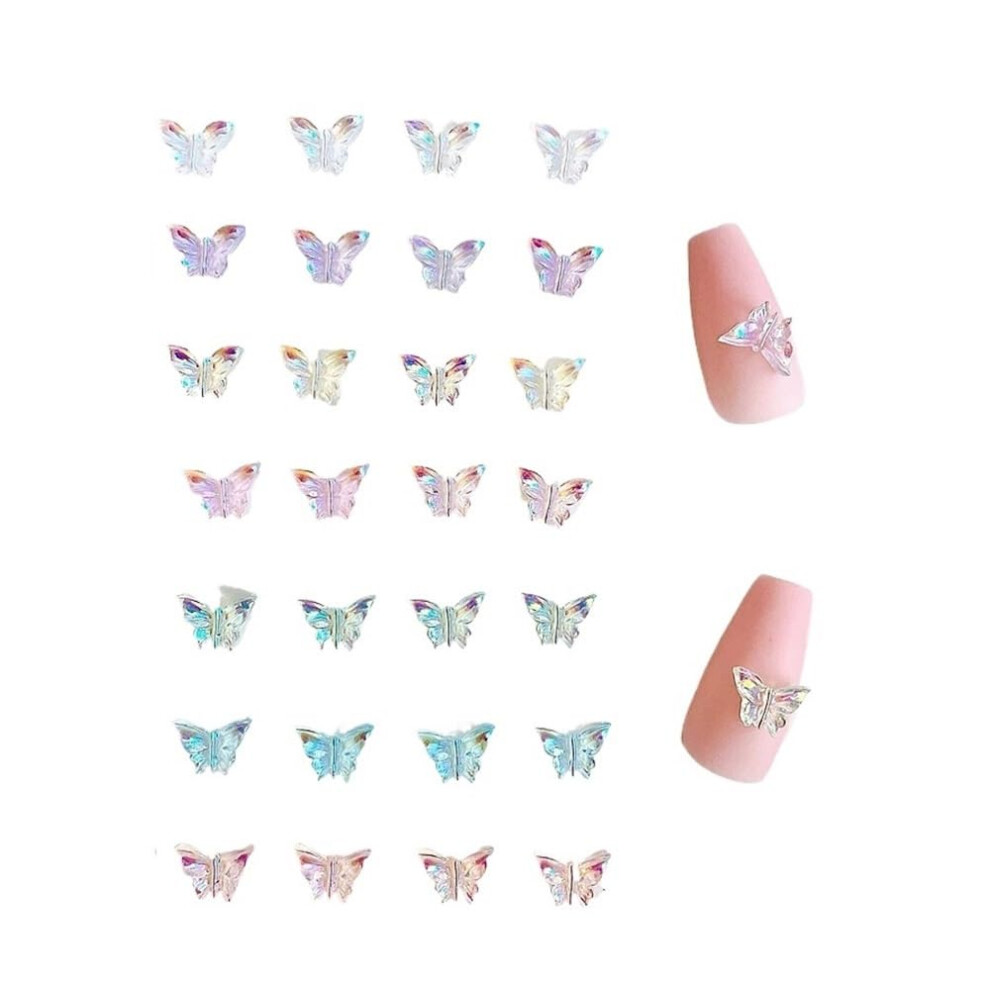 60PCS Mixed Color Butterfly Nail Charms and Rhinestones 3D Decorations for Sparkling Manicure