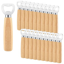 20 Pcs Stainless Steel Bottle Opener Bartender Wood Beer Opener Cider Wine Opener Bottle Opener with Wooden Handle DIY