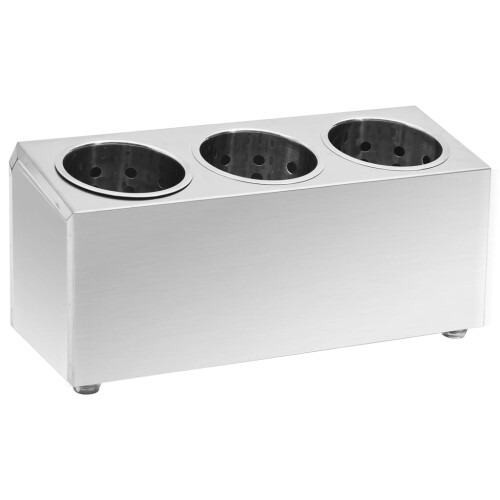 Berkfield Cutlery Holder 3 Grids Rectangular Stainless Steel 1